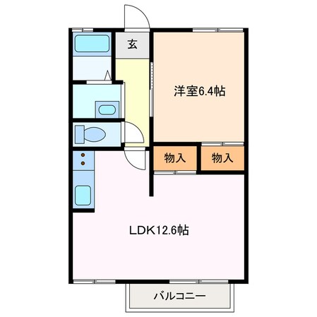 箕田駅 徒歩4分 2階の物件間取画像